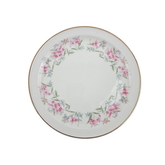 Royal Princess Porcelain China Desserrt Plates Pink Floral Design Gold Trim - Picture 3 of 8